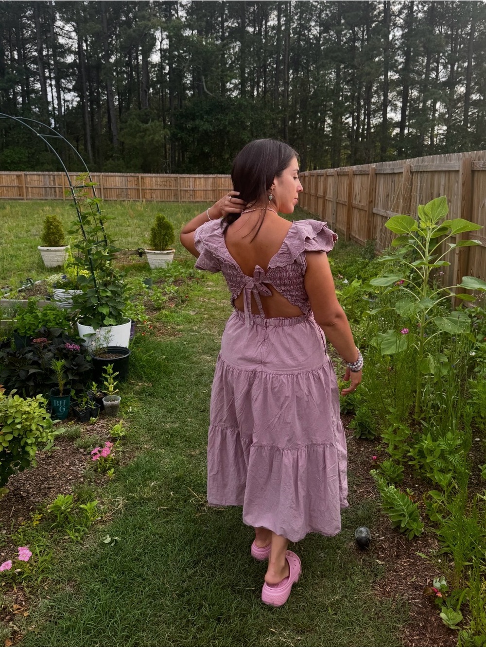 SEA New York Smocked V-Neck Maxi Dress in Dusty Mauve